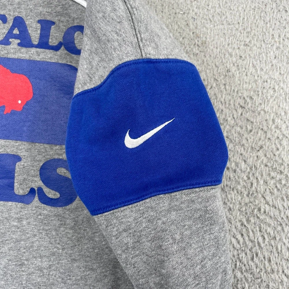 Buffalo Bills NFL Team Apparel Pullover Fleece Swoosh Nike Hoodie Mens S Gray